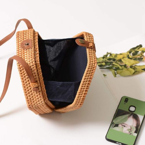  YUANLIFANG Summer Beach Vintage Handmade Rattan Bag Hexagon Straw Women Casual Round Sling Bag