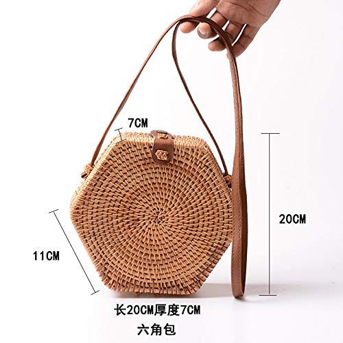  YUANLIFANG Hexagonal Knitting Rattan Bags Handmade Straw Totes Women Crossbody Basket Wicker Handbag