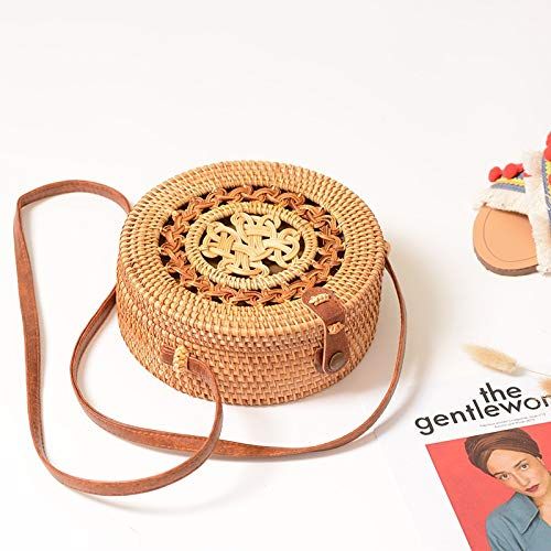  YUANLIFANG Handmade Woven Rattan Bag Women Straw Bag Bamboo Circular Beach Bags Summer Knitting Shoulder Bags Embroidery Tote