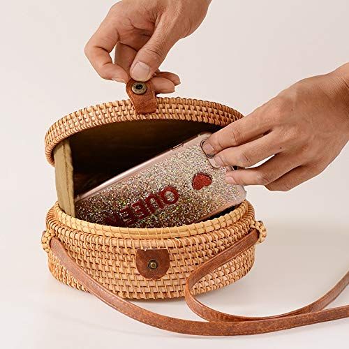  YUANLIFANG Handmade Woven Rattan Bag Women Straw Bag Bamboo Circular Beach Bags Summer Knitting Shoulder Bags Embroidery Tote