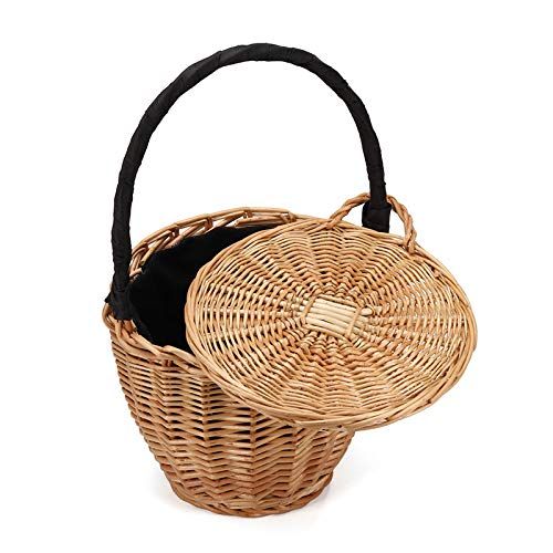  YUANLIFANG Beach Rattan Bag Feminine Women Straw Handbag Handmade Tote Purses Woven Wicker Bag with Lid Bamboo Basket