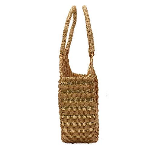 YUANLIFANG Women Woven Round Rattan Straw Bag Beach Circle Handbag Summer Handmade Retro Knitted Gold Silver Messenger Bags