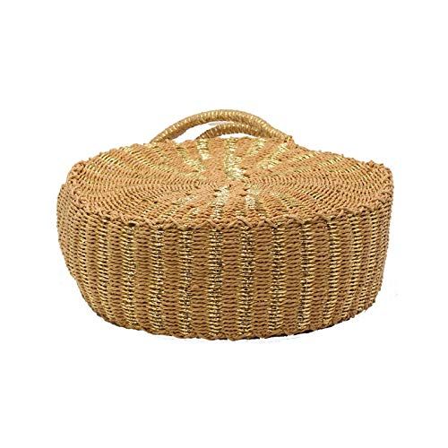  YUANLIFANG Women Woven Round Rattan Straw Bag Beach Circle Handbag Summer Handmade Retro Knitted Gold Silver Messenger Bags