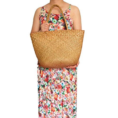  YUANLIFANG Leisure Straw Bag Braided Handbag Summer Handmade Large Capacity Natural Wicker Tote Bags Big Woven Rattan Beach Bags Woman