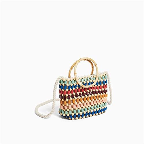  YUANLIFANG Fashion Beaded Bag for Women Summer Rattan Shoulder Handbags Handmade Woven Beach Bags Travel Casual Clutch