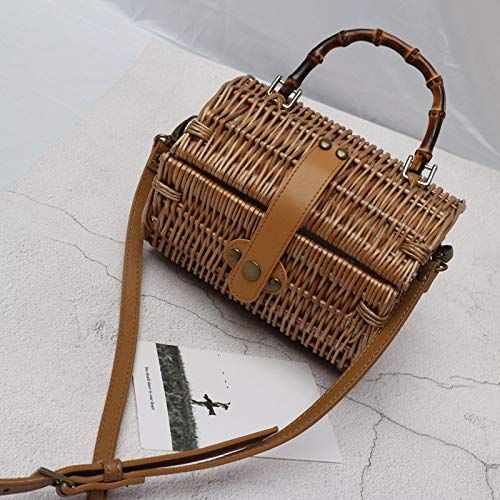  YUANLIFANG Original Bamboo Small Round Crossbody Bags Rattan Straw Retro Simple Handbag Shoulder Bag