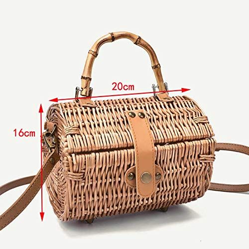  YUANLIFANG Original Bamboo Small Round Crossbody Bags Rattan Straw Retro Simple Handbag Shoulder Bag