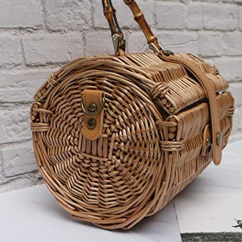  YUANLIFANG Original Bamboo Small Round Crossbody Bags Rattan Straw Retro Simple Handbag Shoulder Bag