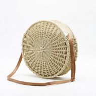 YUANLIFANG Women Straw Bags Rattan Female Beach Handbag Circle Lady Weave Messenger Bag Handmade Round Kintted Crossbody