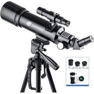 Telescope 70 mm Aperture 400 mm Refractor Astronomical Portable Telescope for Adults Beginners with Tripod Black
