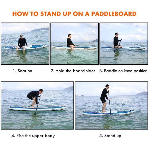  YUEBO Aufblasbares Sup Stand-up Paddel Board 15cm Dick, iSUP Paddle Board mit Pumpe + 3-TLG verstellbares Paddle + Fuss Spuleleine + Grosser Rucksack