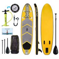 YUEBO Aufblasbares Sup Stand-up Paddel Board 15cm Dick, iSUP Paddle Board mit Pumpe + 3-TLG verstellbares Paddle + Fuss Spuleleine + Grosser Rucksack