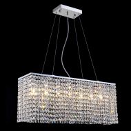 YUEJIA Yue Jia Luxury Contemporary Modern Linear Rectangular Dining Room Pendant Light Flush Mount Crystal Chandelier Lighting Fixture L31.5xW7.8xH11.8