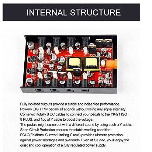  YUEKO YK-21 ISO8 PLUS Guitar Effect Pedal Power Supply 8 pcs DC cables plus 1Y cable Guitar Accessories