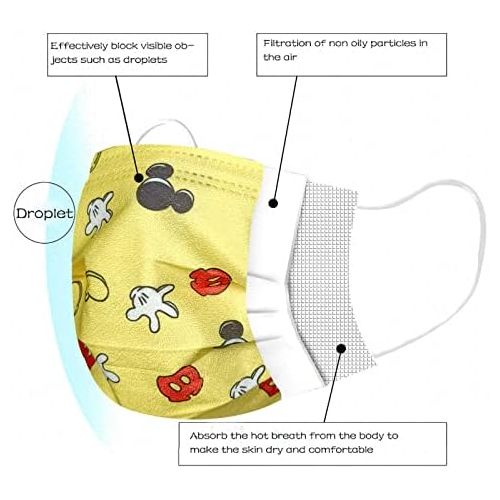  YUESUO 50PCS Kids Disposable Face_Mask Children 3Ply Earloop Breathable Kids Face_Mask Boys Girls Outdoor School