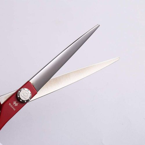  YUHUA-WL-Scissors Trimming Scissors Red 7 Inch Pet Scissors, Stainless Steel Dog Hairdressing Haircut Beauty Flat Shears Cutting Tools (Color : Red)