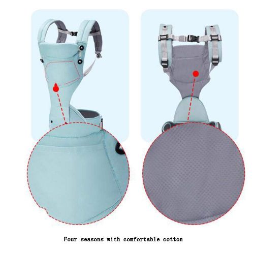  YUMEIGE Carriers Baby Hip Seat Carrier，Four Seasons，Baby Carrier ，Comes with a Windproof Cap，Back Carriers，0-12 Months 20kg Waist 110cm / 43.3 Inches 3 Colors (Color : Blue)