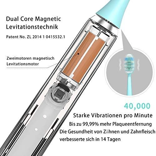  Electric Toothbrushes, YUNCHI Y7 Sonic Toothbrush, Sonic Toothbrush with 5 Modes 4 Hours Charging Last 30 Days, 40,000 Brush Strokes per Min (Blue + 3 Brushes)