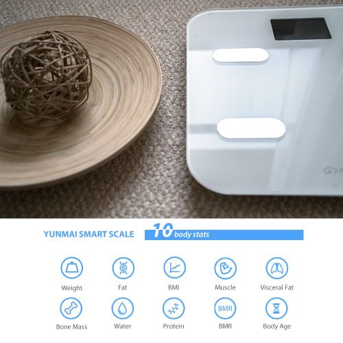  YUNMAI Yunmai Bluetooth 4.0 Smart Scale and Body Fat Monitor, White