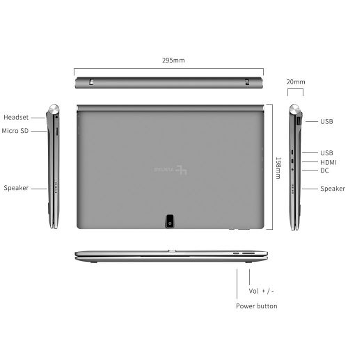  Yuntab YUNTAB 11.6 inch GA116C 2-in-1 Windows 10 Home Laptop Tablet PC 2GB  32GB, 1920 x1080 IPS Display, Dual Camera, WiFi, Intel Z8350(Quad-Core) Notebook Computer with Keyboard (Dark