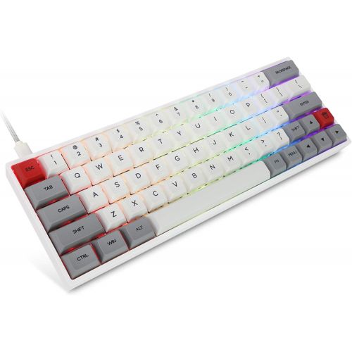  YUNZII SK61S Grey Wireless 60% Keys NKRO Gateron Optical Switch RGB Backlight Programmable Mechanical Gaming Keyboard (Gateron Optical Brown, Grey 61 Keys)