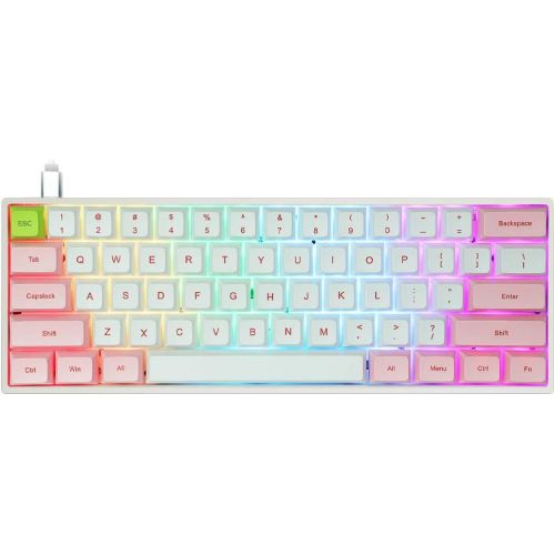  YUNZII SK61 Pink Hotswap Mechanical Gaming Keyboard with Optical Switch, RGB, Programmable Custom Keyboard (Gateron Red Switch, Pink 61 Keys)