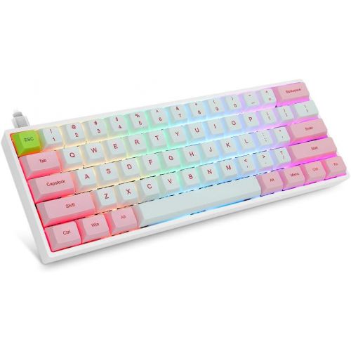  YUNZII SK61 Pink Hotswap Mechanical Gaming Keyboard with Optical Switch, RGB, Programmable Custom Keyboard (Gateron Red Switch, Pink 61 Keys)