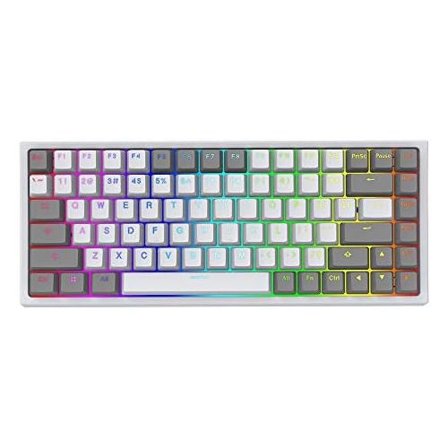  YUNZII KC84 84 Keys Hot Swappable Wired Mechanical Keyboard with PBT Dye-subbed Keycaps, Programmable, RGB,NKRO,Type-C Cable for Win/Mac/Gaming/Typist (Gateron Red Switch, White)