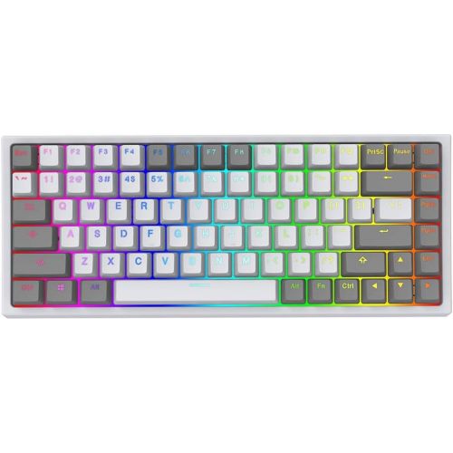  YUNZII KC84 84 Keys Hot Swappable Wired Mechanical Keyboard with PBT Dye-subbed Keycaps, Programmable, RGB,NKRO,Type-C Cable for Win/Mac/Gaming/Typist (Gateron Red Switch, White)