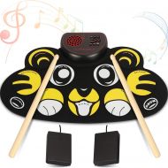 [아마존베스트]YUOIOYU Electronic Drum Set - 9 Pad Flexible Roll Up Drum Kit Practice Pad with Foot Pedals, Built in Speakers & Drum Sticks, Great Holiday Birthday Gift for Kids/Beginners