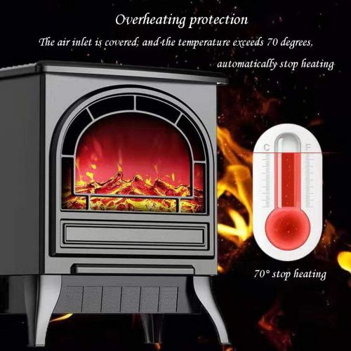  YUOPL Electric Fireplace Stove Heater with Log Wood Burner Effect,Adjustable Thermostat Control,Realistic LED Flame Effect, Overheat Protection Thermal Cut Off