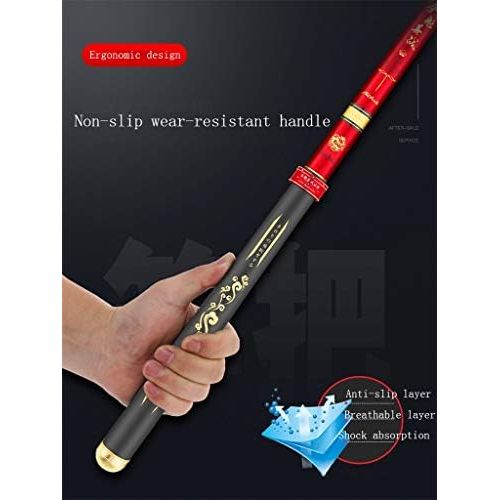  [아마존베스트]YUSHRO Fishing rod, ergonomic portable telescopic rod hard hardness 99% carbon contraction hand pole for general fishing sea surfing curls power boat.