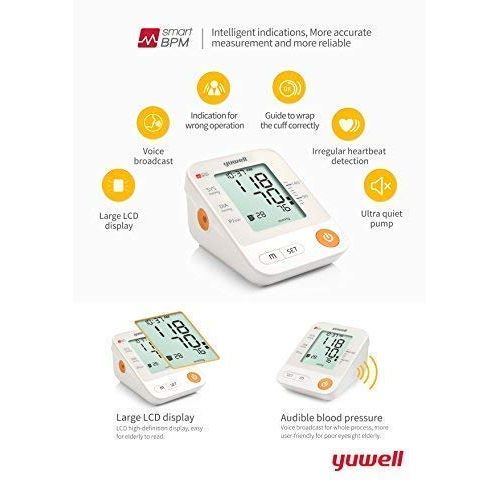  YUWELL Yuwell Electronic Automatic Blood Pressure Monitor Large HD LCD Screen, FDA Approved