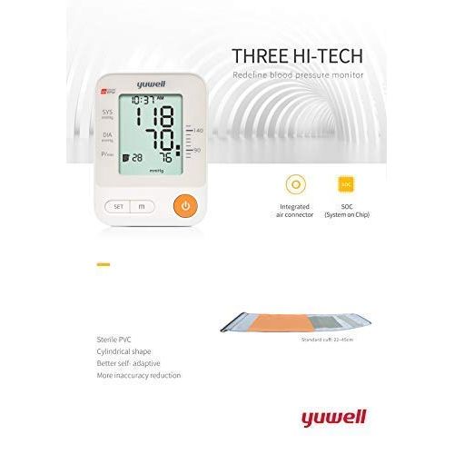  YUWELL Yuwell Electronic Automatic Blood Pressure Monitor Large HD LCD Screen, FDA Approved, with Voice Broadcast