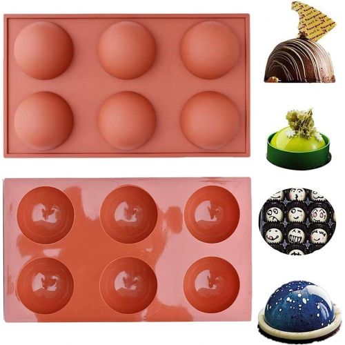  [아마존베스트]YUZHANGTONG 2pcs Semi Sphere Silicone Mold, Baking Mold for Making Hot Chocolate Bomb, Cake, Jelly, Dome Mousse