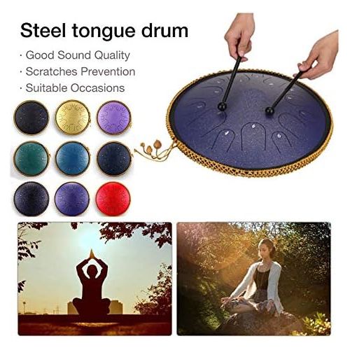  [아마존베스트]YWJJMY 15 Notes Steel Tongue Drum 13 Inch Handpan Drum Harmonic Tank Drum Meditation Yoga Zen with Beater Travel Bag for Beginners Music Lovers Gift (Colour: Red)