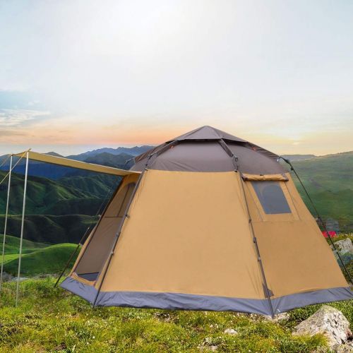  YWYU Tragbares Zelt Vollautomatische Hex Geschwindigkeit Offen Verdicken Zelt Einzelschicht Wasserdichte Sonnencreme Glasfaserstaebe fuer Strand, Outdoor, Reise, Wandern, Camping, An