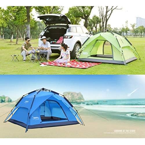  YWYU Tragbares Outdoor-Zelt Vollautomatische Feder Geschwindigkeit Offenes Zelt Doppelschicht Wasserdichte Sonnencreme Glasfaser Stangen fuer Strand Outdoor Travel Wandern Camping J