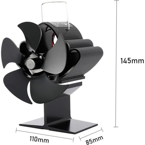  YXYX Indoor Fireplace Blower 5 Blades Heat Powered Stove Fan Black Fireplace Log Wood Burner Eco Fan Quiet Home Fireplace Fan Efficient Heat Distribution