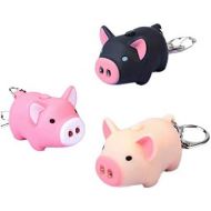 [아마존베스트]Y&Y Star 3pcs/lot Cartoon Oink Piggy Light & Sound Keychains Pink, Beige, Black Little Piggy Design Led Keychain Flashlight (3pcs)