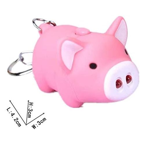  [아마존베스트]Y&Y Star 3pcs/lot Cartoon Oink Piggy Light & Sound Keychains Pink, Beige, Black Little Piggy Design Led Keychain Flashlight (3pcs)