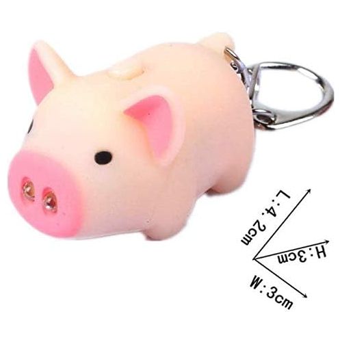  [아마존베스트]Y&Y Star 3pcs/lot Cartoon Oink Piggy Light & Sound Keychains Pink, Beige, Black Little Piggy Design Led Keychain Flashlight (3pcs)