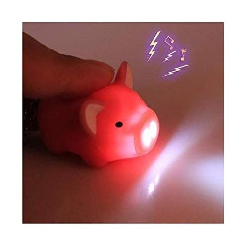  [아마존베스트]Y&Y Star 3pcs/lot Cartoon Oink Piggy Light & Sound Keychains Pink, Beige, Black Little Piggy Design Led Keychain Flashlight (3pcs)