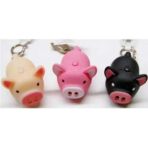  [아마존베스트]Y&Y Star 3pcs/lot Cartoon Oink Piggy Light & Sound Keychains Pink, Beige, Black Little Piggy Design Led Keychain Flashlight (3pcs)