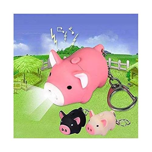  [아마존베스트]Y&Y Star 3pcs/lot Cartoon Oink Piggy Light & Sound Keychains Pink, Beige, Black Little Piggy Design Led Keychain Flashlight (3pcs)