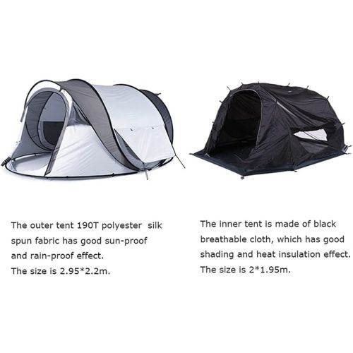  YYDS Tents for Camping Waterproof Sunscreen Camping Tent Automatic Pop Up Family Tents 3-4 Person Mesh Windows Camping Tents (Color : White)