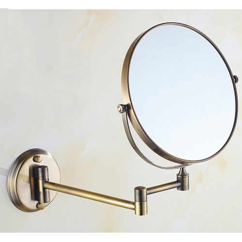  YYNNAME Extendable makeup mirror,Antique bathroom wall mount makeup mirror Folding mirror Retro toilet telescopic mirror Two-sided magnified mirror-C