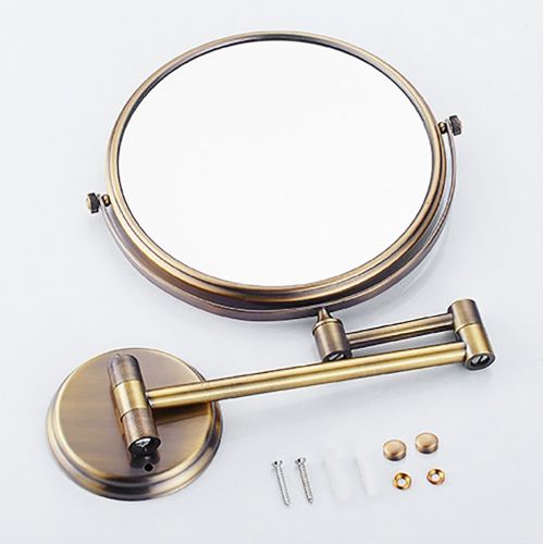  YYNNAME Extendable makeup mirror,Antique bathroom wall mount makeup mirror Folding mirror Retro toilet telescopic mirror Two-sided magnified mirror-C