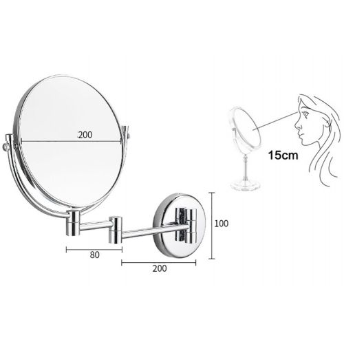  YYNNAME Extendable makeup mirror,Cosmetic mirror Bathroom bathroom mirror Two-sided wall mounted folding telescopic magnifying endoscopy-B