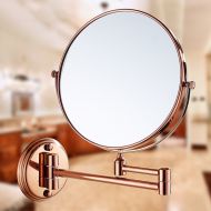 YYNNAME Extendable Makeup Mirror,Bathroom Wall Rotating Mirror Folding Mirror Telescopic Mirror Rose Gold Two-sided Magnified Mirror